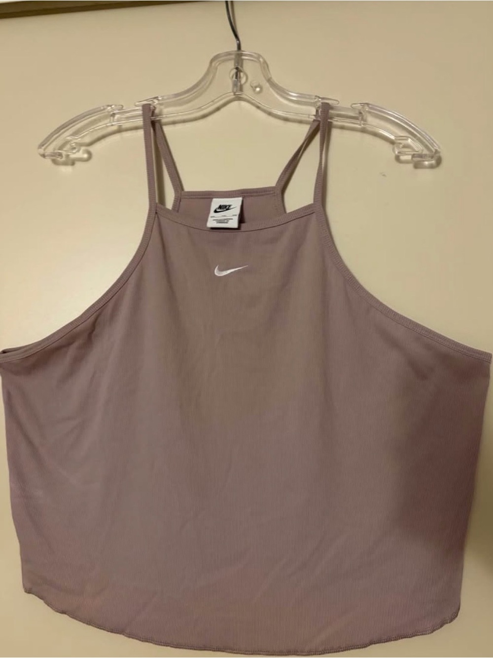 Nike Women's Mauve Ribbed High-Neck Tank with Thin Straps